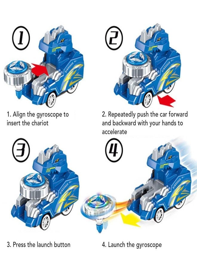 Samip LED Light Up Rotating Gyroscope Toys Cartoon Dinosaur Interactive Endless Fun Flashing Gyroscope (Blue) - Image 5